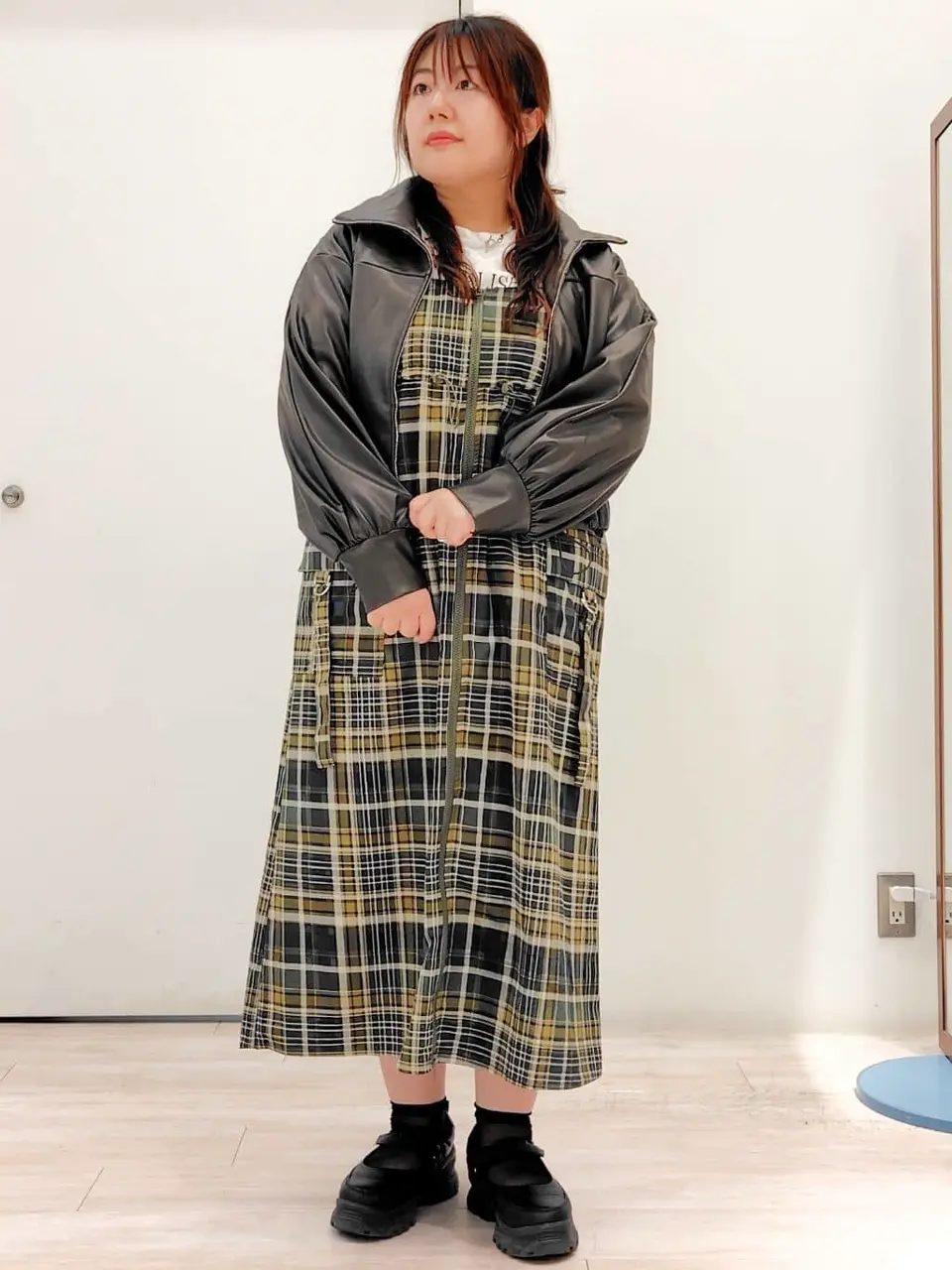 Zip チェックキャミワンピース/Green Parks（グリーン パークス）の