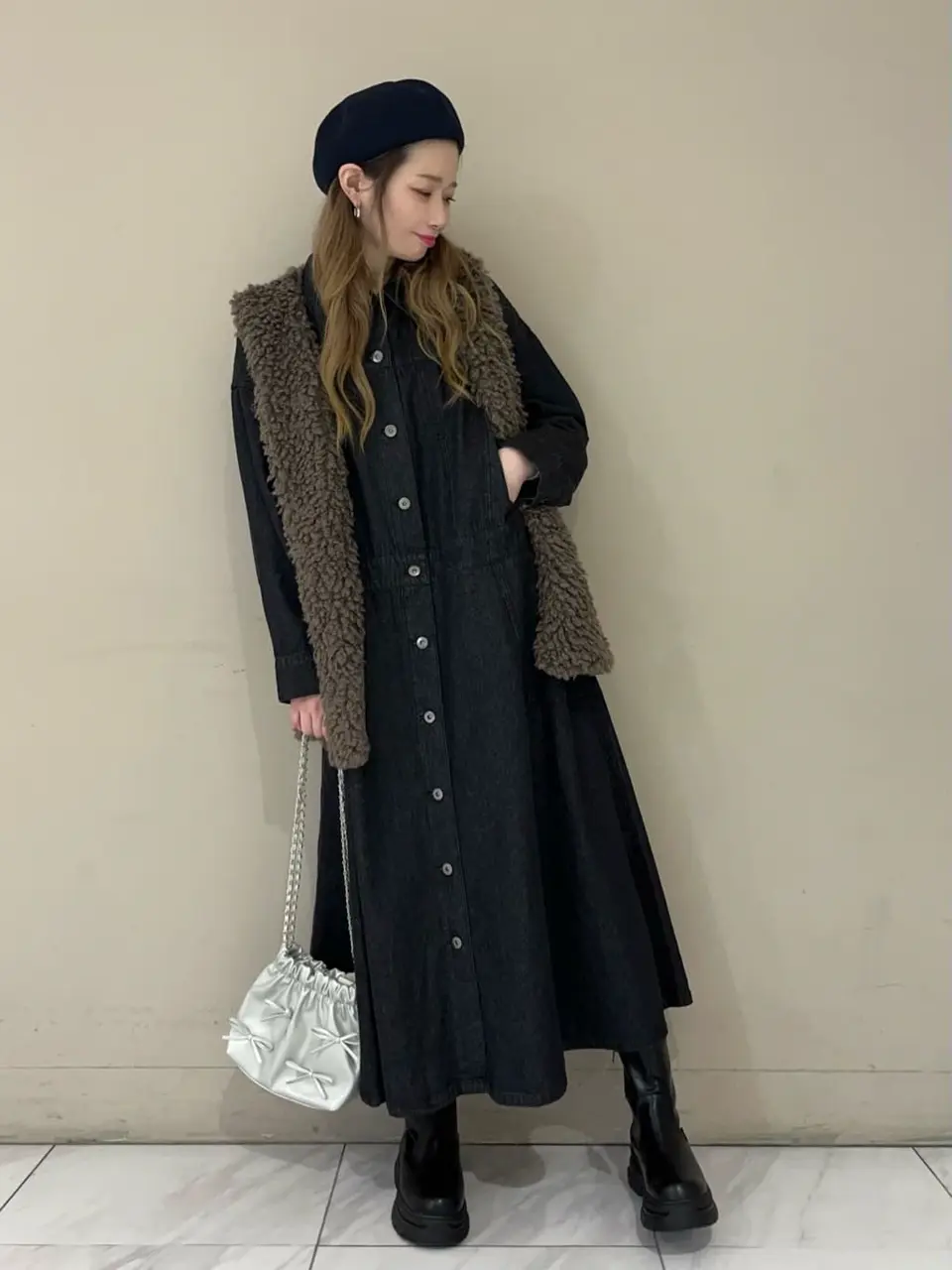 □ESCAR デニムロングジャケットワンピース/Green Parks（グリーン