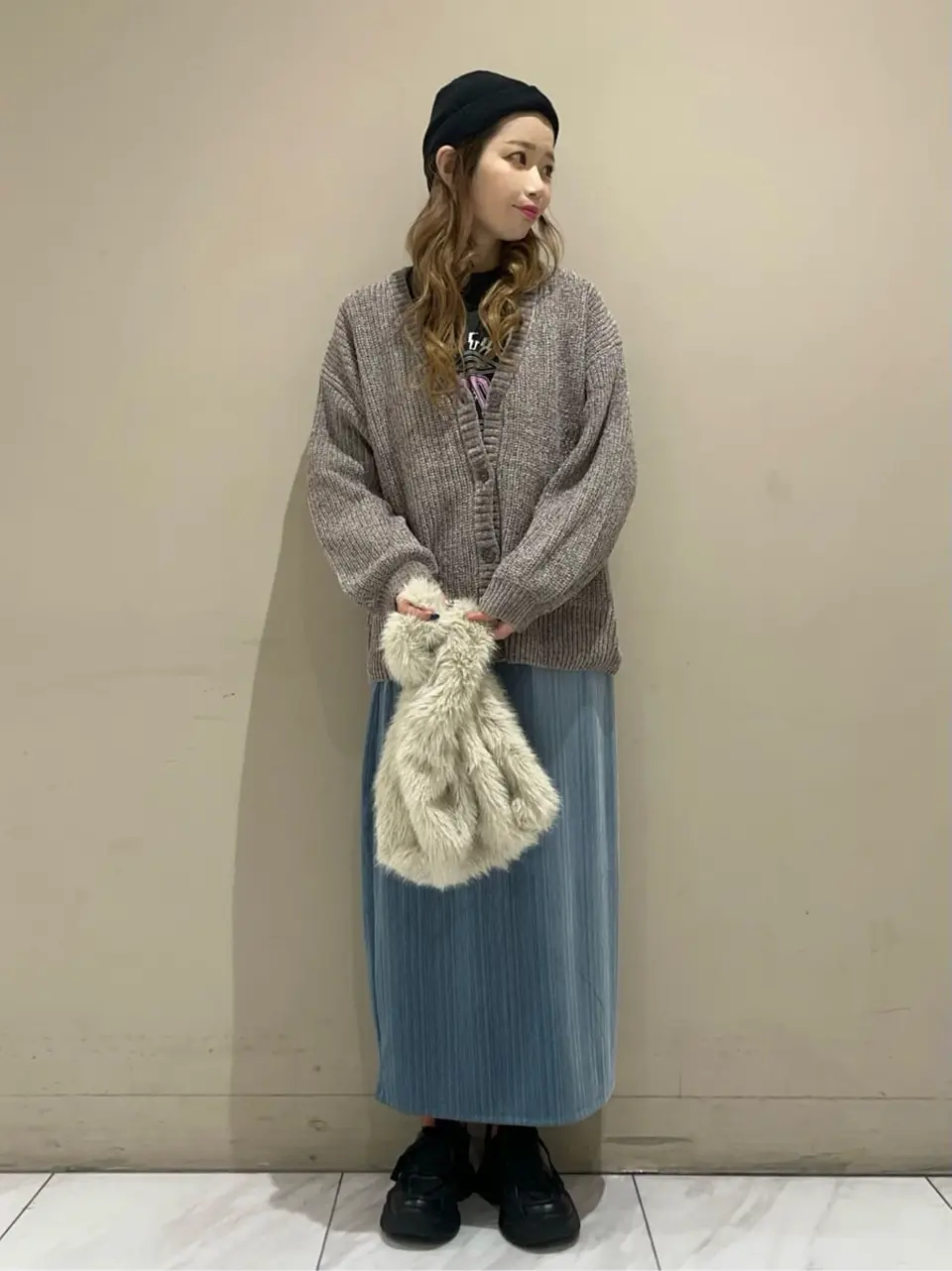 ベロアモールVネックカーディガン/Green Parks（グリーン パークス）の