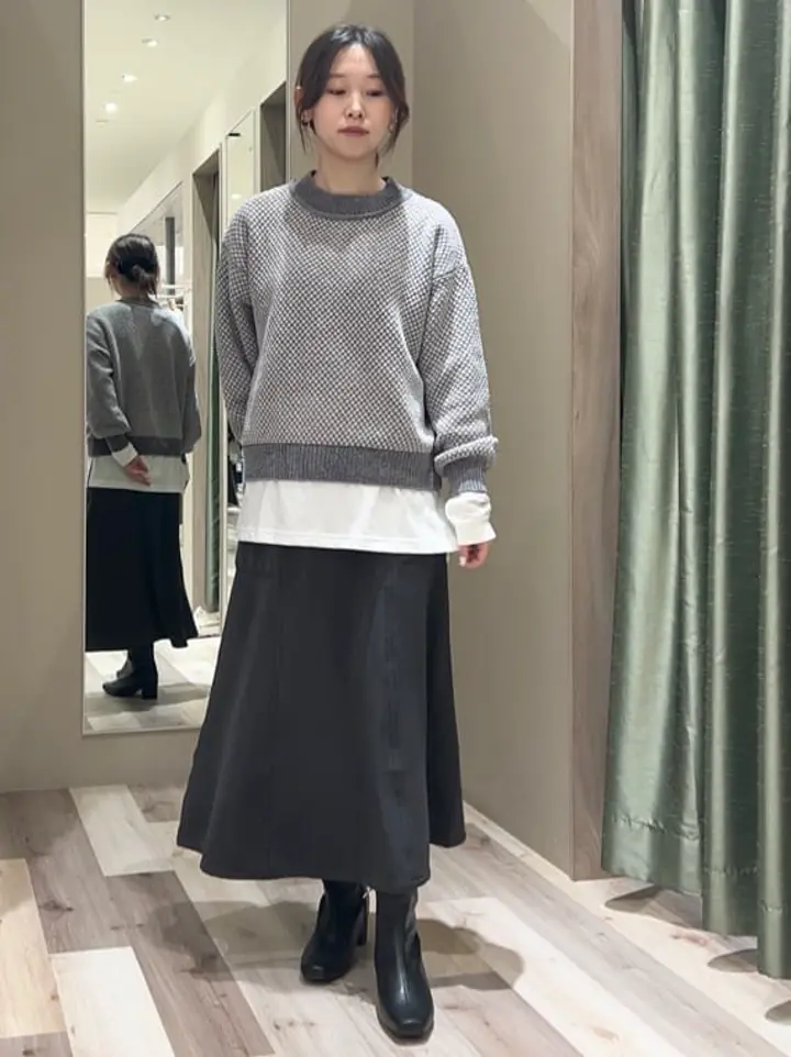 ベロアモールモックネックニットプルオーバー/Green Parks（グリーン