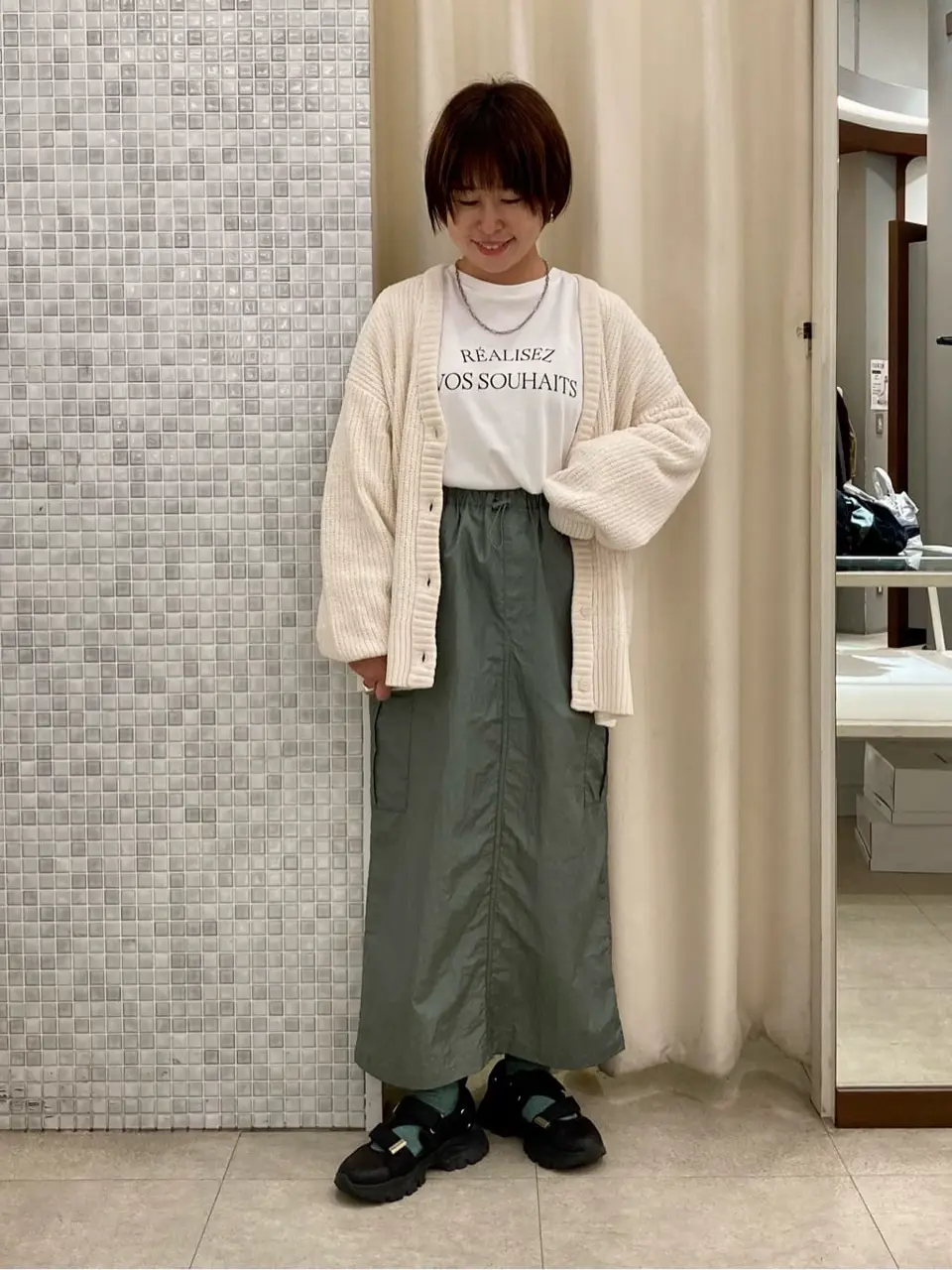 ベロアモールVネックカーディガン/Green Parks（グリーン パークス）の