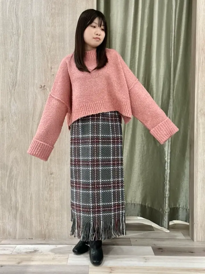 【超特価‼️】MSGM エムエスジーエム バンブー柄フリンジスカート 40 SUGAR SPOON チェックフリンジスカート/Green Parks（グリーン