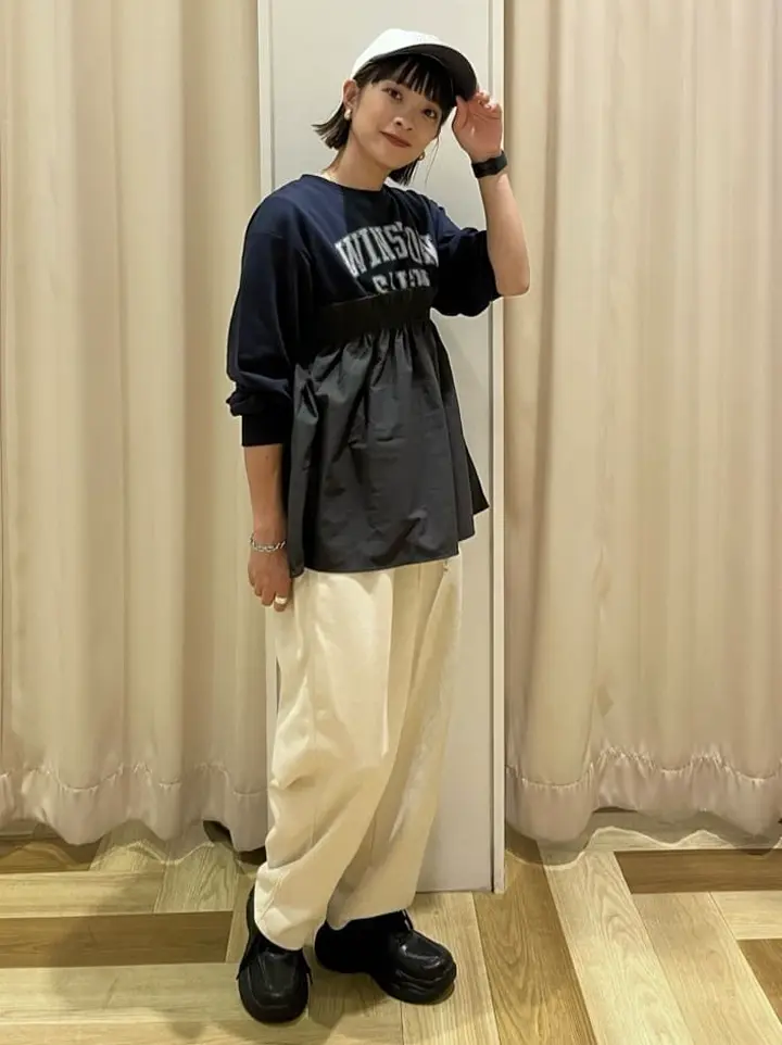 ミニ裏毛異素材ドッキングロゴプルオーバー/Green Parks（グリーン