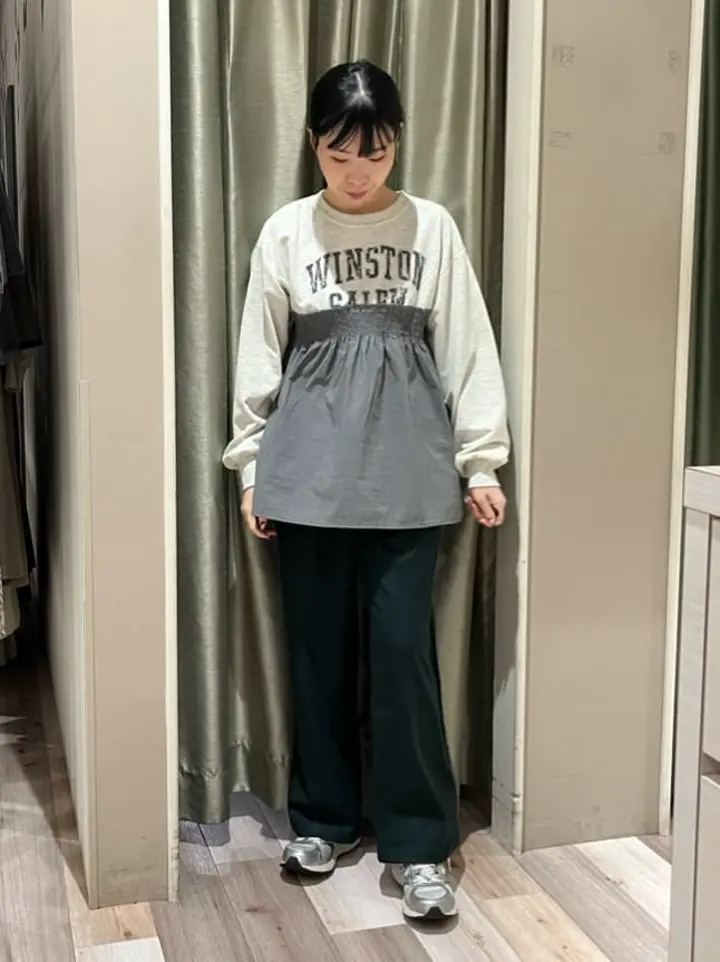 ミニ裏毛異素材ドッキングロゴプルオーバー/Green Parks（グリーン