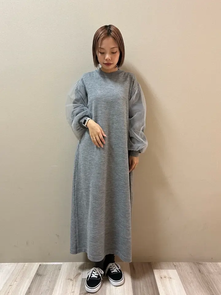 Rene ライトグレーワンピース タグ、共布付き♡ René