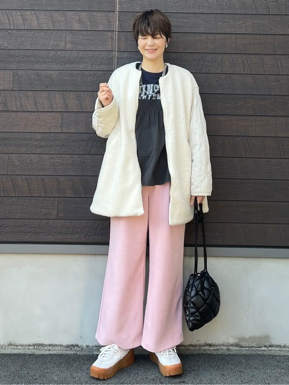 ミニ裏毛異素材ドッキングロゴプルオーバー/Green Parks（グリーン