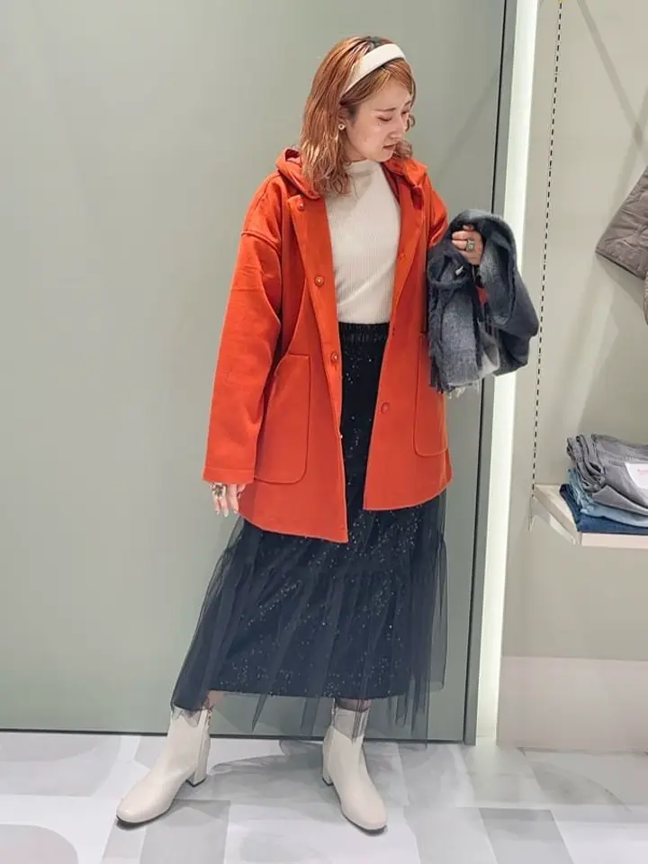 極美品　バーバリー　撥水加工　オレンジ　多機能ハーフコート　ベルト　フード 楽天市場】バーバリー ブルーレーベル ロングコート ウール オレンジ S