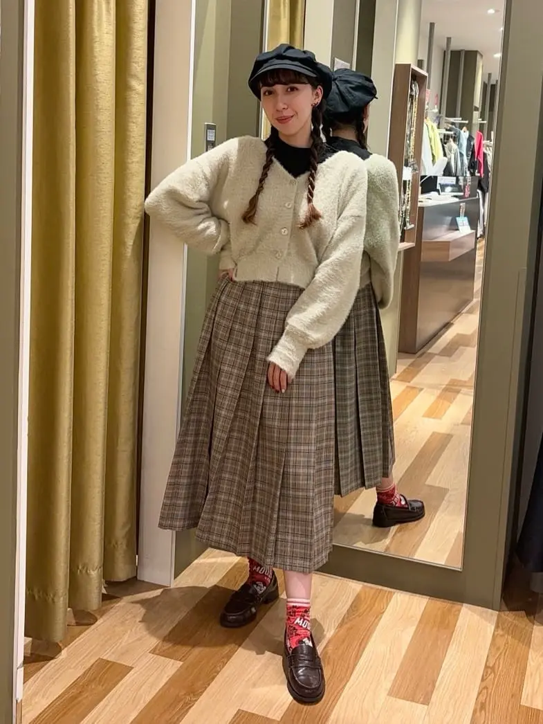 ワイドプリーツチェックスカート/Green Parks（グリーン パークス）の