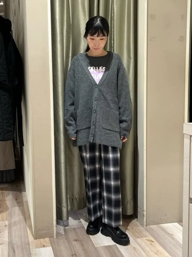 Vネック畦編みニットカーディガン/Green Parks（グリーン パークス）の