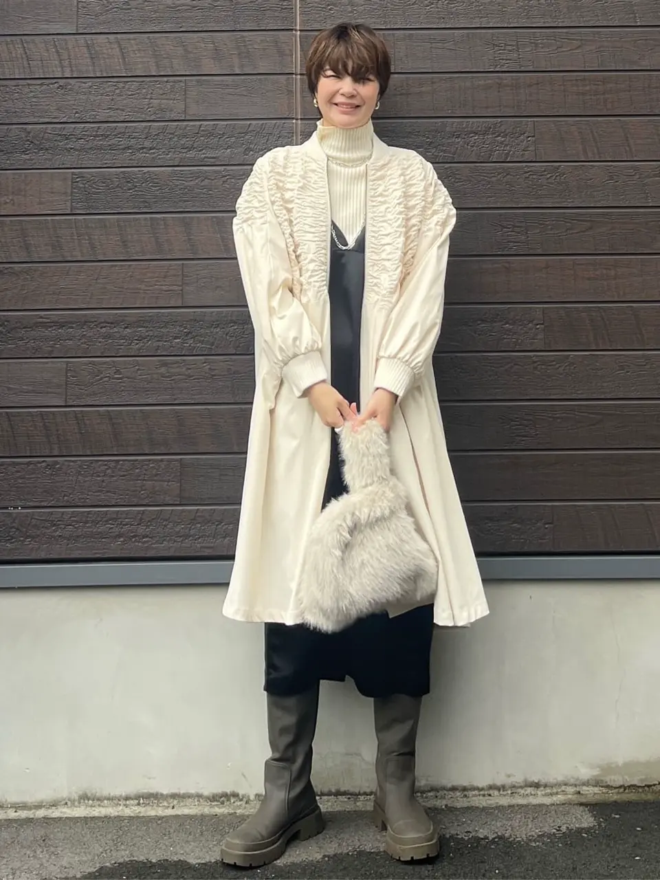 □ESCAR シャーリングロングコート/Green Parks（グリーン パークス