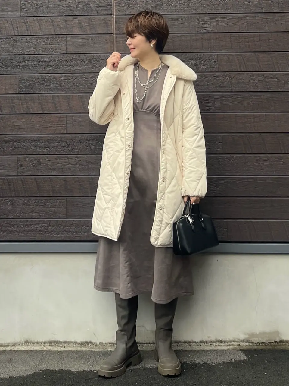 ファー衿ダイヤキルト中綿コート/Green Parks（グリーン パークス）の