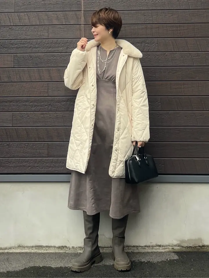 ファー衿ダイヤキルト中綿コート/Green Parks（グリーン パークス）の