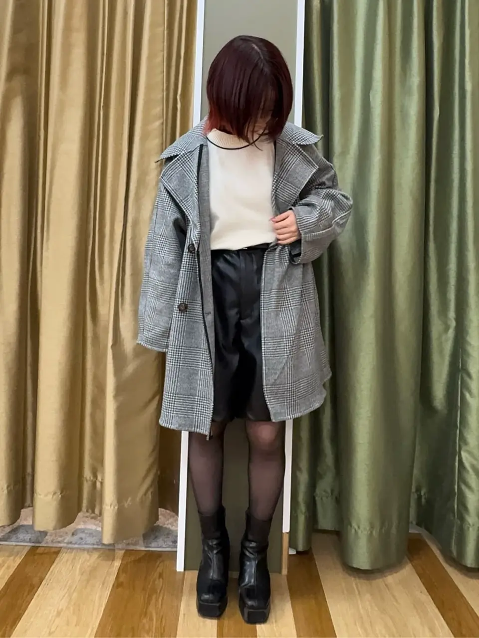 オーバージャケットコート(グレンチェック)/Green Parks（グリーン