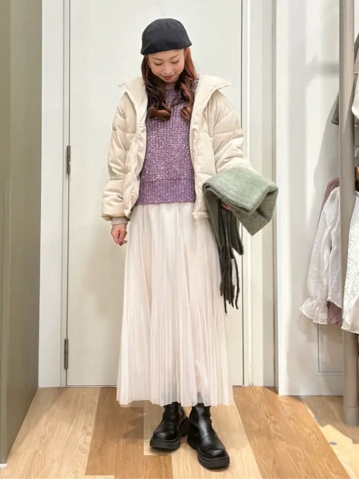 美品・希少カラー✨ビアズリー 洗える　ニットコート　パープル　ラクーンニット NOMBRE IMPAIR（ノンブルアンペール）の「スライバーニット ミドル