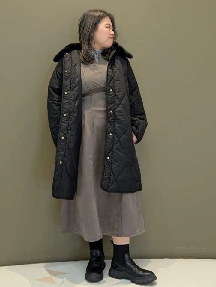 ファー衿ダイヤキルト中綿コート/Green Parks（グリーン パークス）の