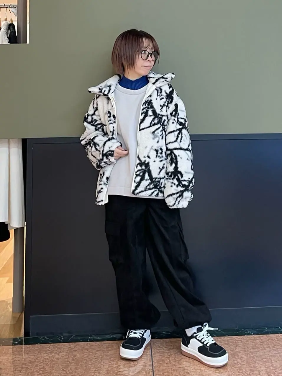 リバーシブルプリント柄ボアブルゾン/Green Parks（グリーン パークス