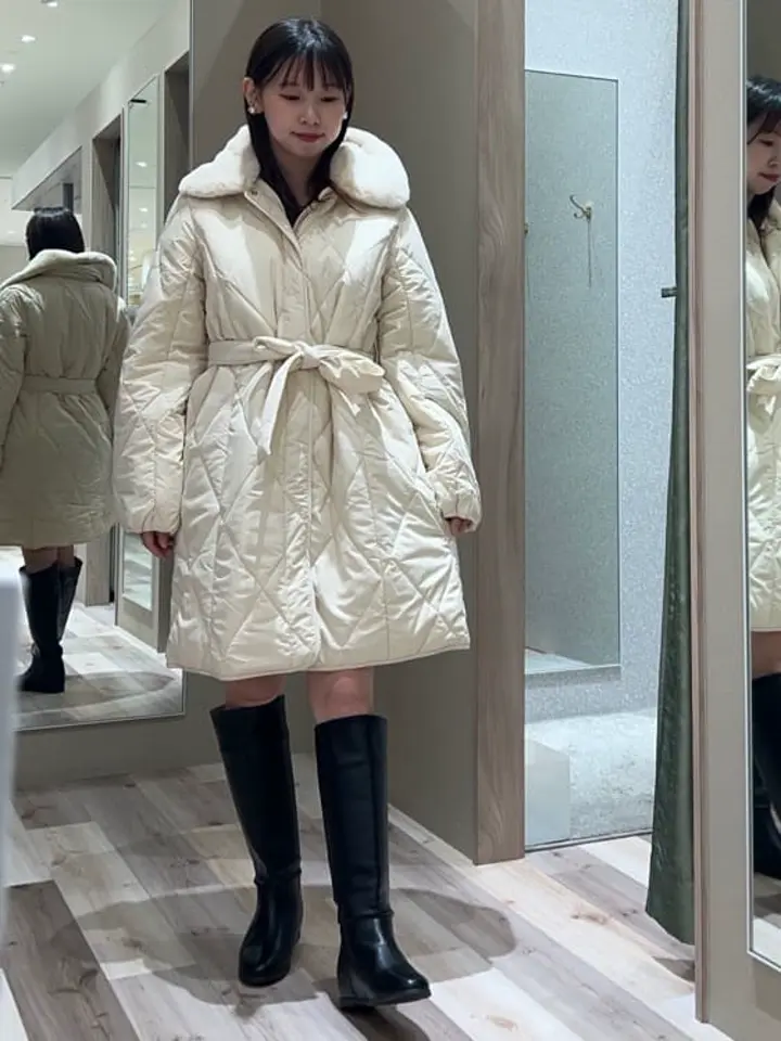 ファー衿ダイヤキルト中綿コート/Green Parks（グリーン パークス）の