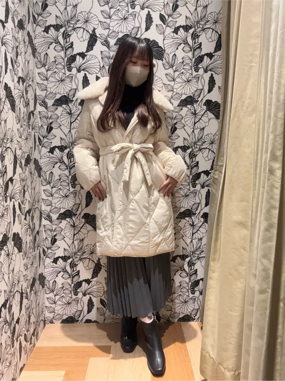 ファー衿ダイヤキルト中綿コート/Green Parks（グリーン パークス）の