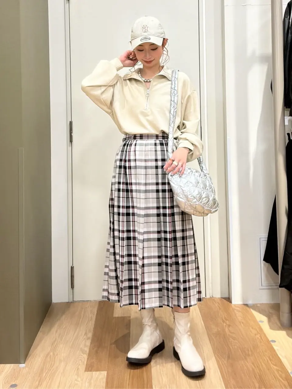 ワイドプリーツチェックスカート/Green Parks（グリーン パークス）の