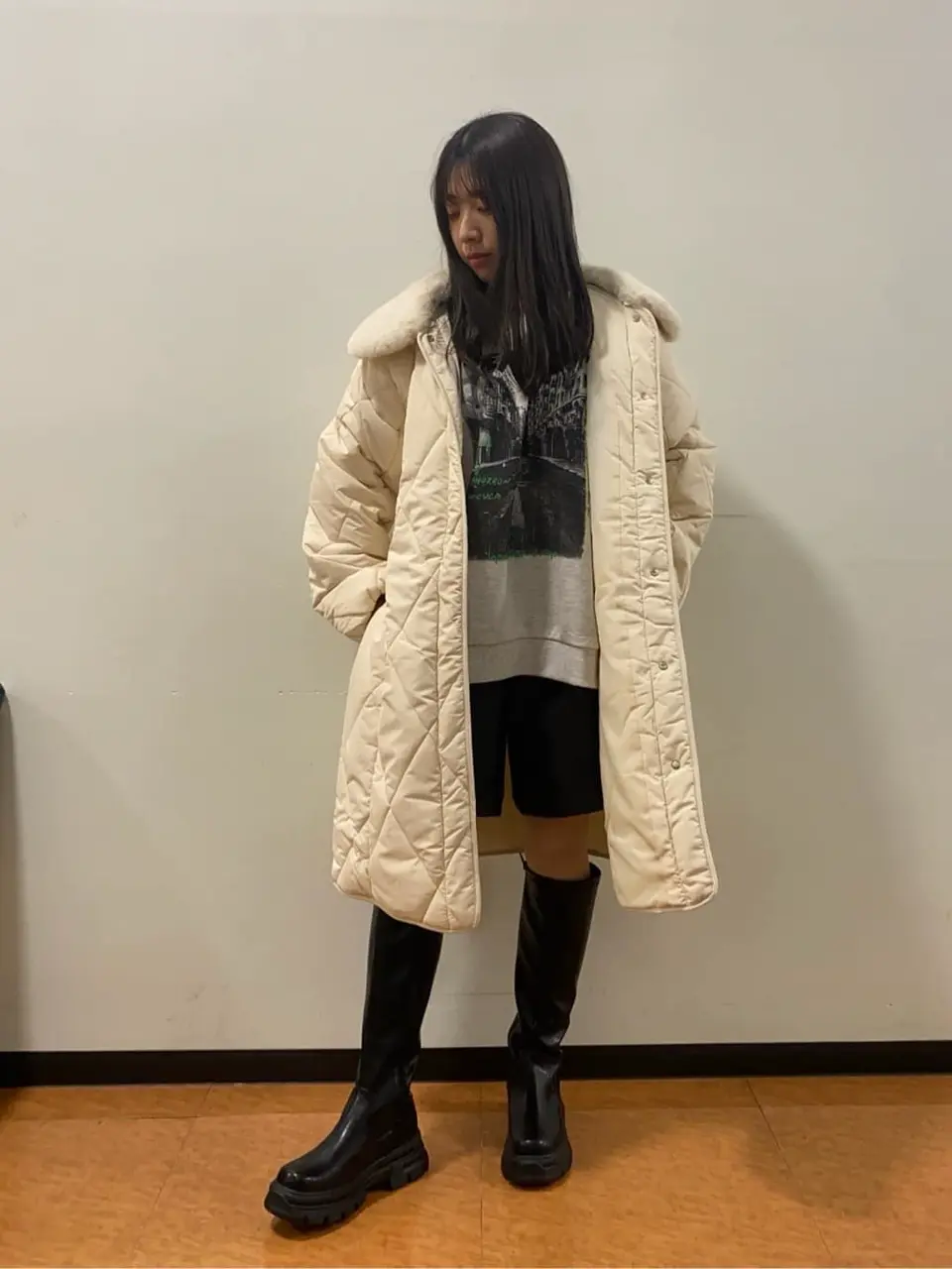 ファー衿ダイヤキルト中綿コート/Green Parks（グリーン パークス）の