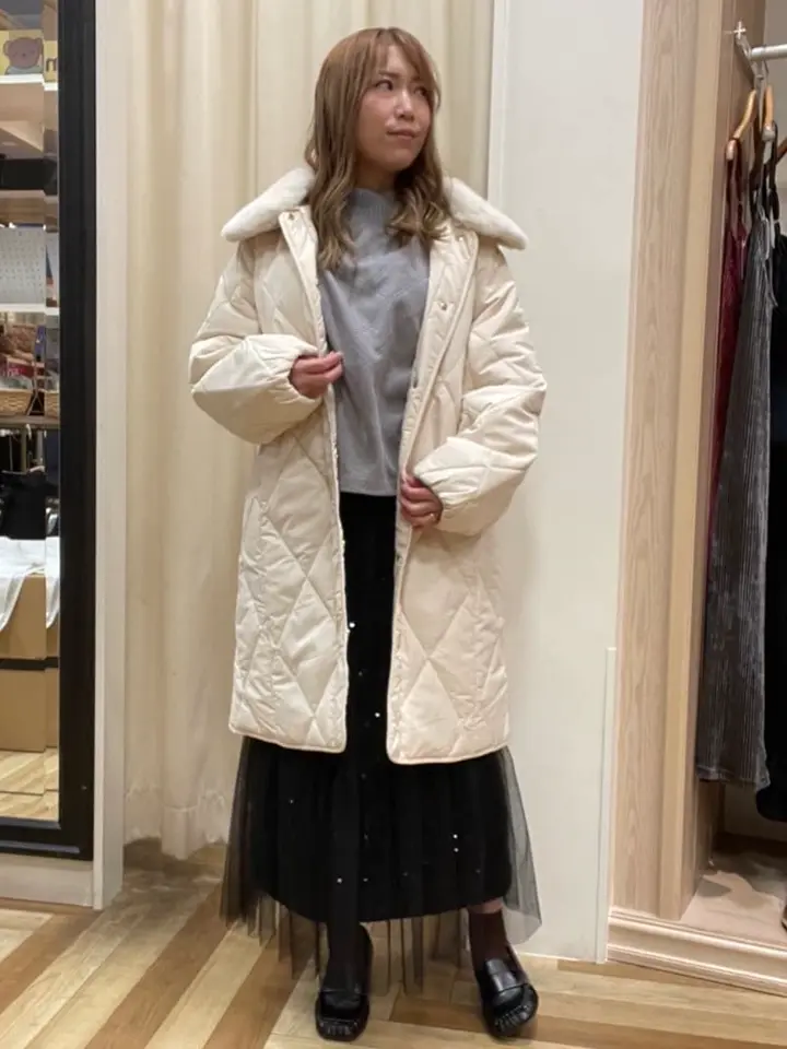 ファー衿ダイヤキルト中綿コート/Green Parks（グリーン パークス）の