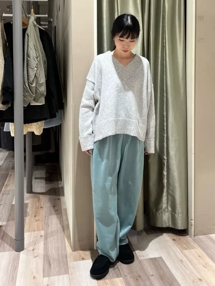 ラメVネックコンパクトニットプルオーバー/Green Parks（グリーン