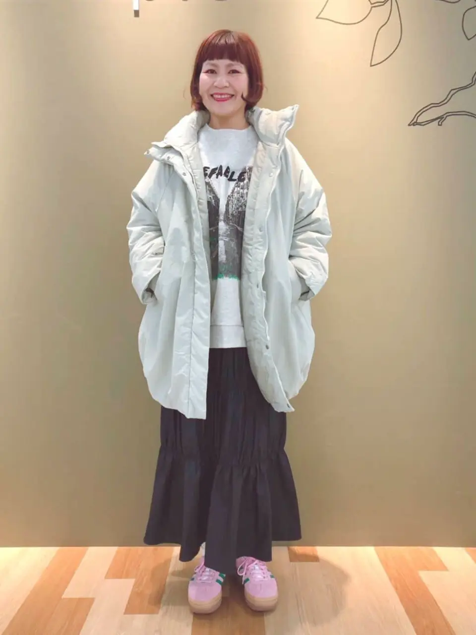 チンツ加工シャーリングスカート/Green Parks（グリーン パークス）の