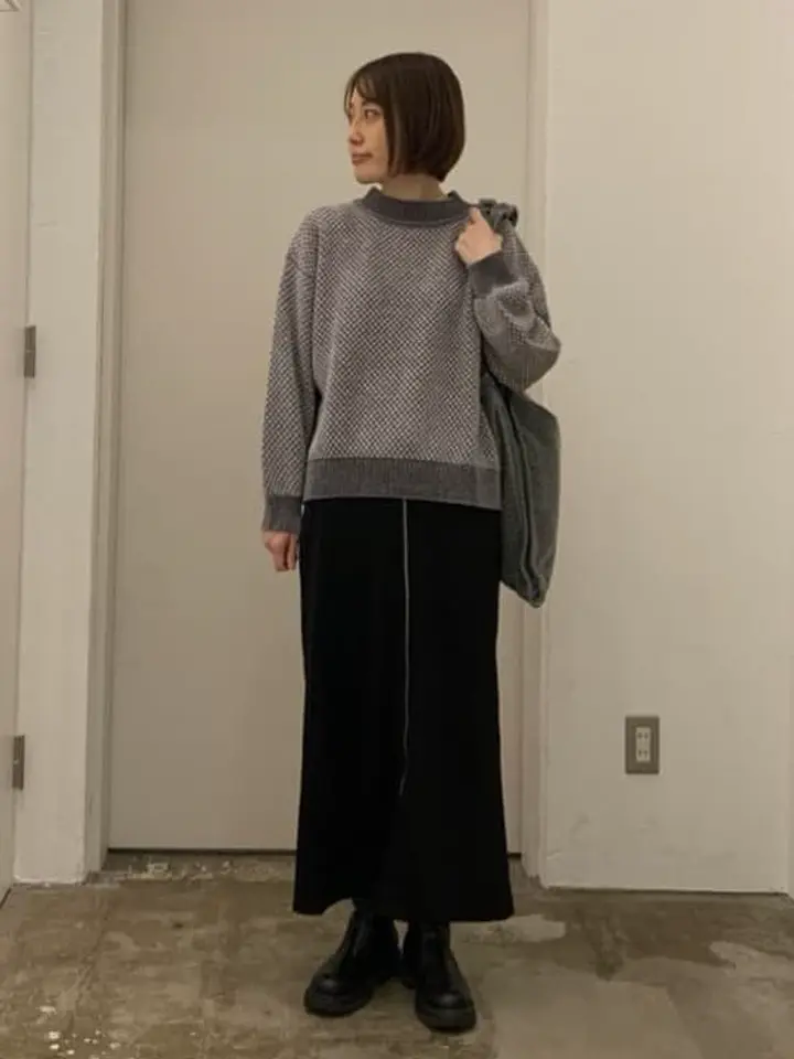 ベロアモールモックネックニットプルオーバー/Green Parks（グリーン