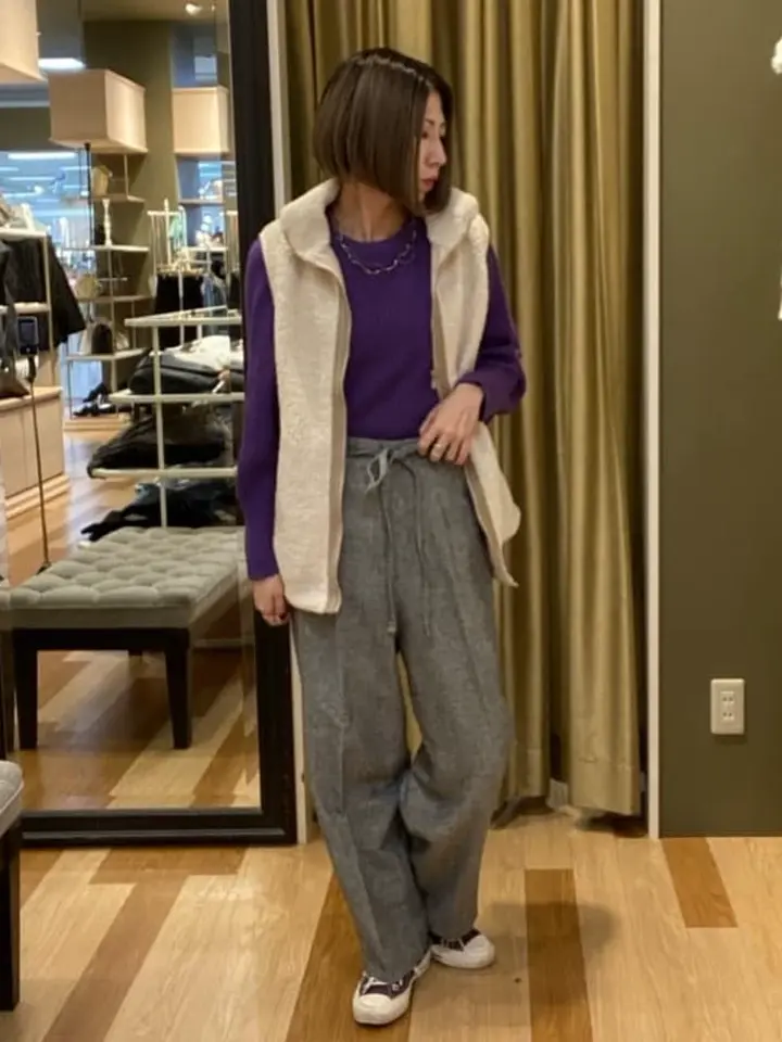 スタンドカラーボアZIPベスト/Green Parks（グリーン パークス）の