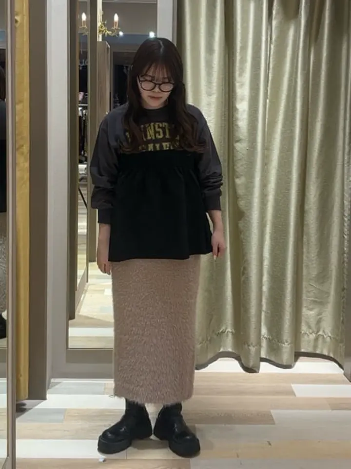 ミニ裏毛異素材ドッキングロゴプルオーバー/Green Parks（グリーン