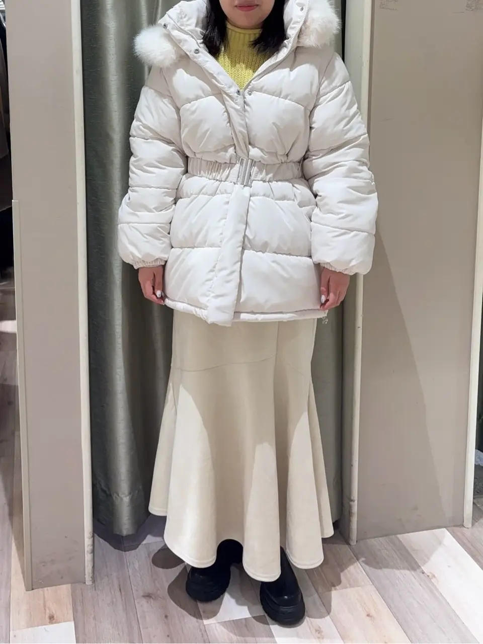 swing by ファイバーダウンベルト付コート/Green Parks（グリーン