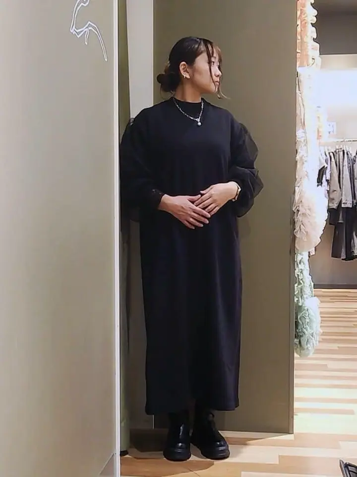 袖チュールニットワンピース/Green Parks（グリーン パークス）の