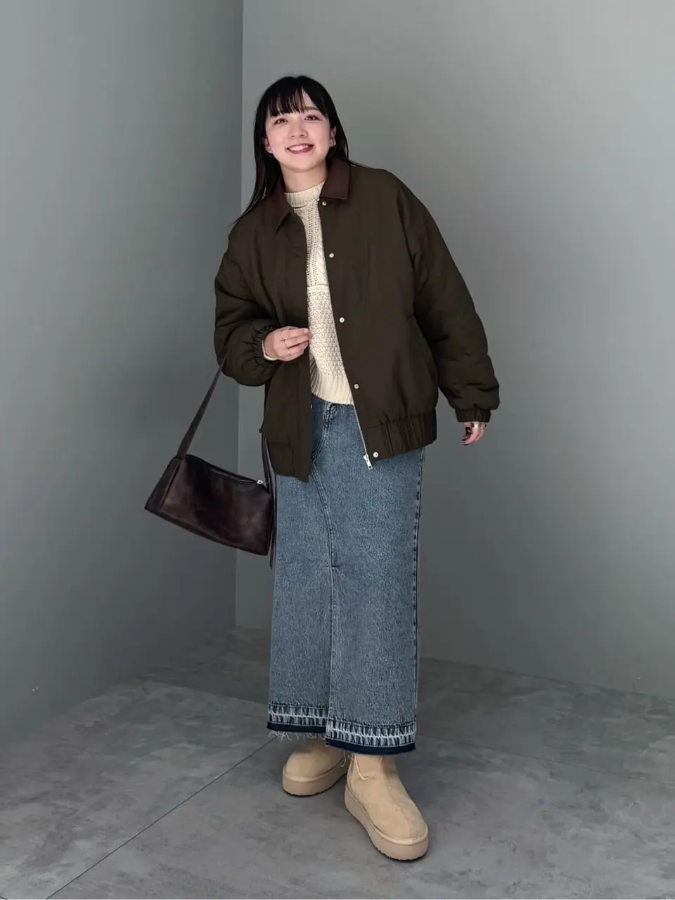 フロントスリットデニムロングスカート/Green Parks（グリーン