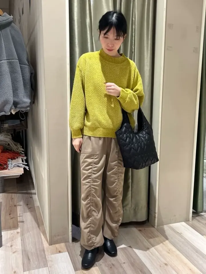 ベロアモールモックネックニットプルオーバー/Green Parks（グリーン