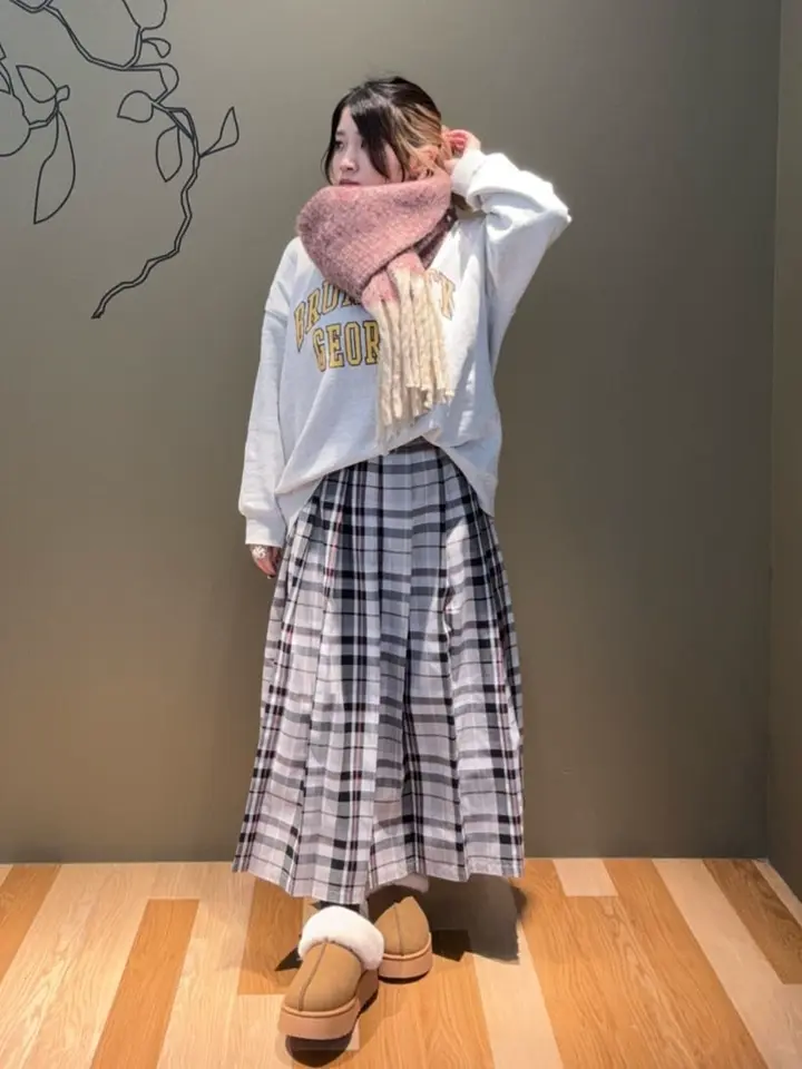 ワイドプリーツチェックスカート/Green Parks（グリーン パークス）の