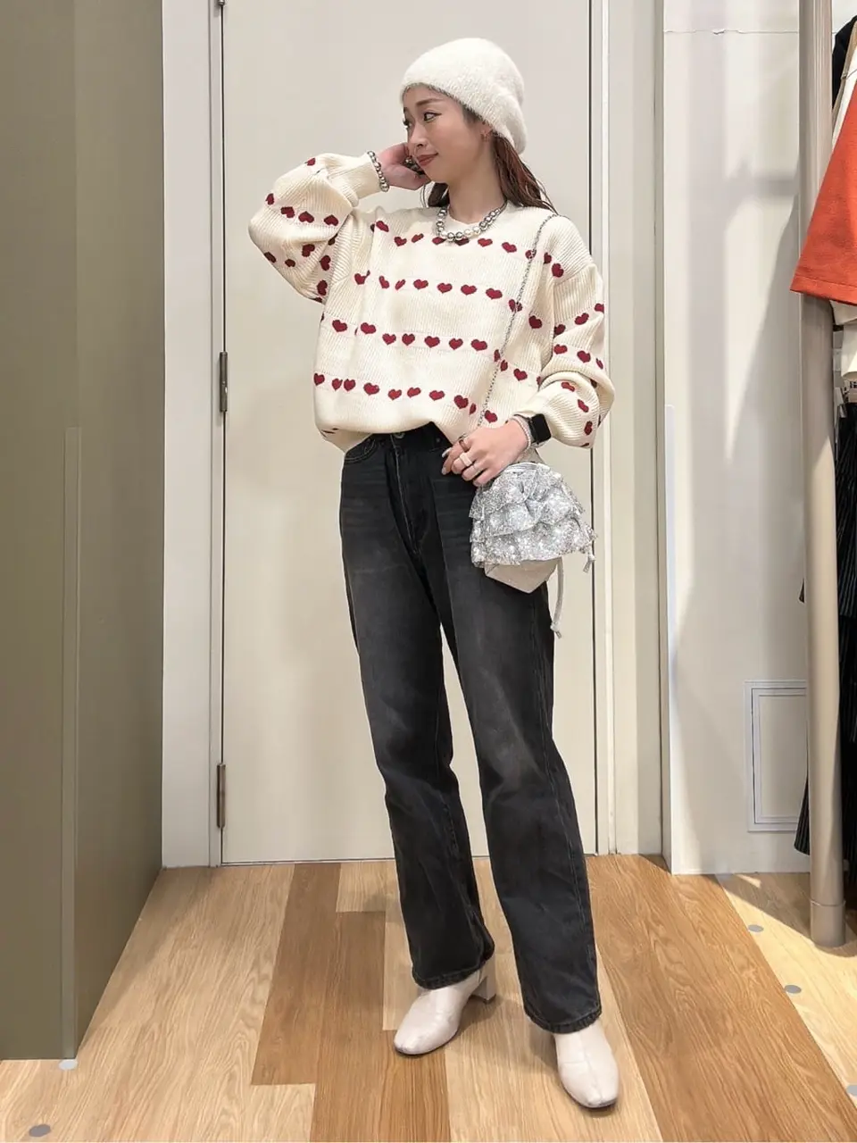 swing by ハートクルーネックニット/Green Parks（グリーン パークス