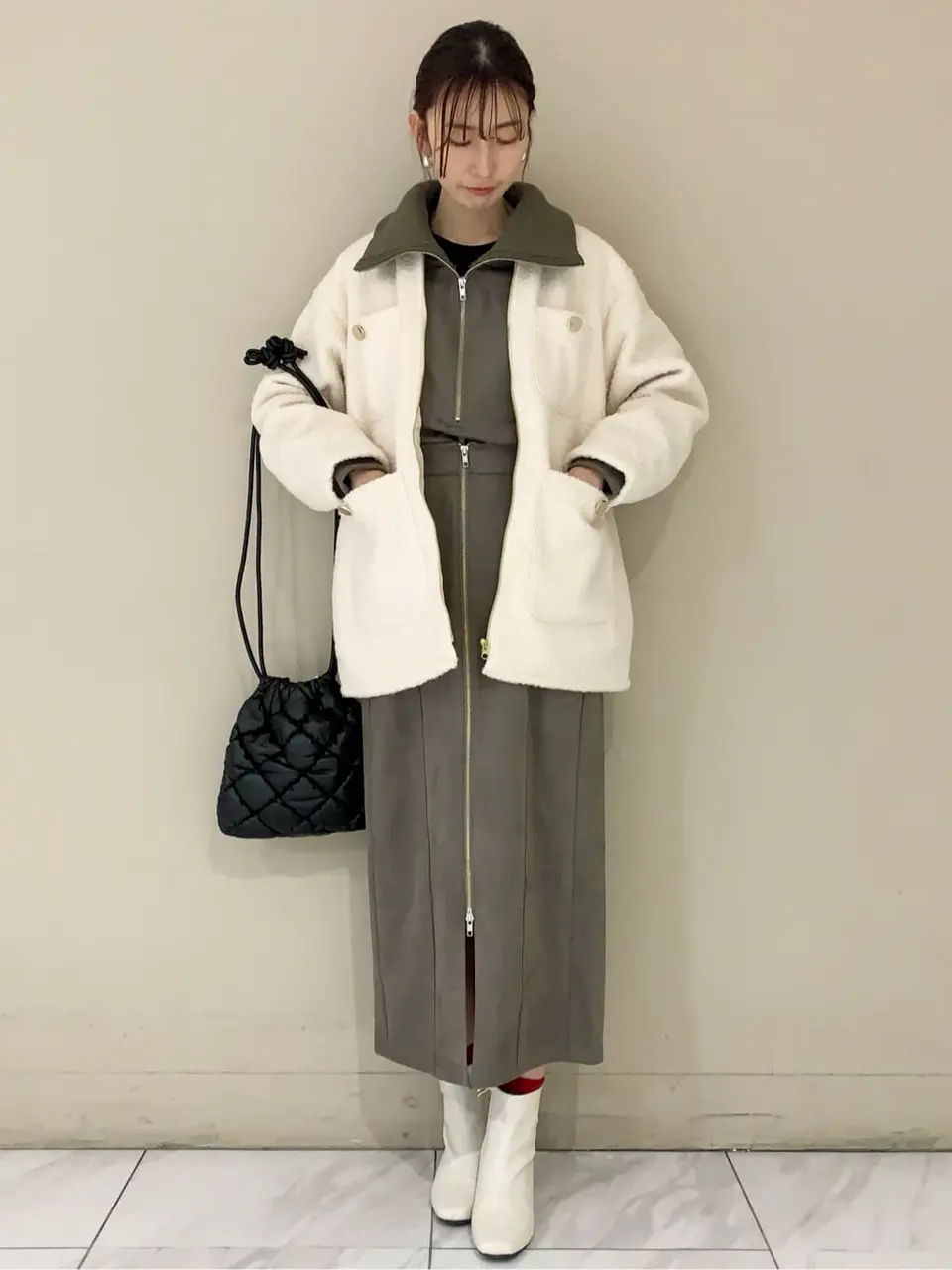 ELENCARE DUE スエードポンチZIPスカート/Green Parks（グリーン