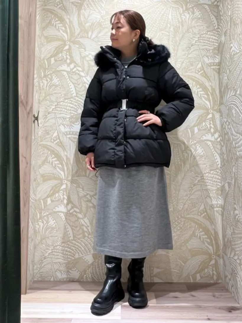 杢グレー袖チュールニットワンピース/Green Parks（グリーン パークス