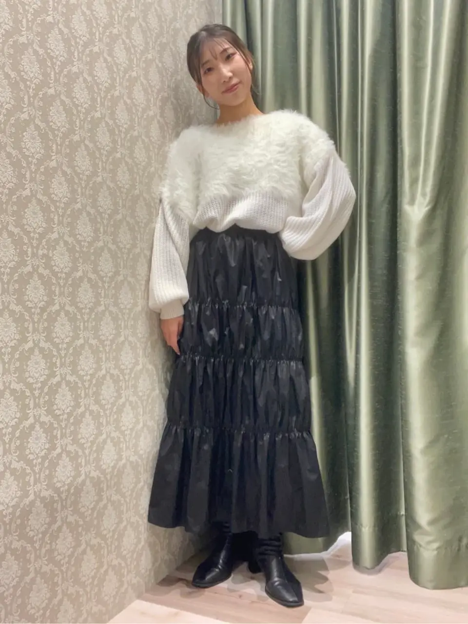 【今季タグ付き新品】ビアズリー　ギャザーサラットニット　グリーン 今季タグ付き新品】ビアズリー ギャザーサラットニット グリーン 今季