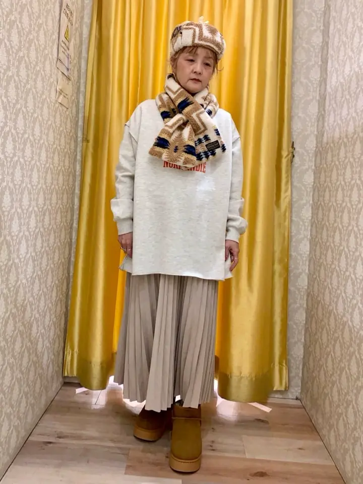 裏起毛配色ステッチロゴチュニック/Green Parks（グリーン パークス