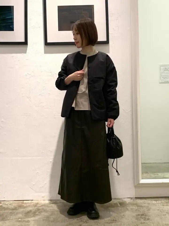 シームレスライト中わたノーカラーブルゾン/Green Parks（グリーン