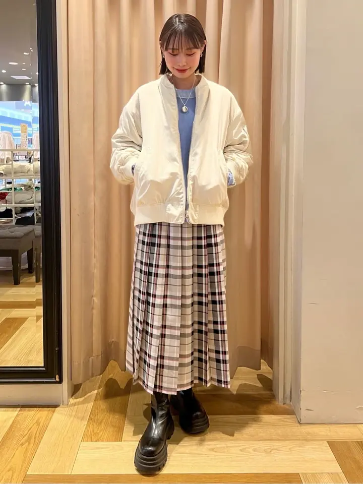 ワイドプリーツチェックスカート/Green Parks（グリーン パークス）の