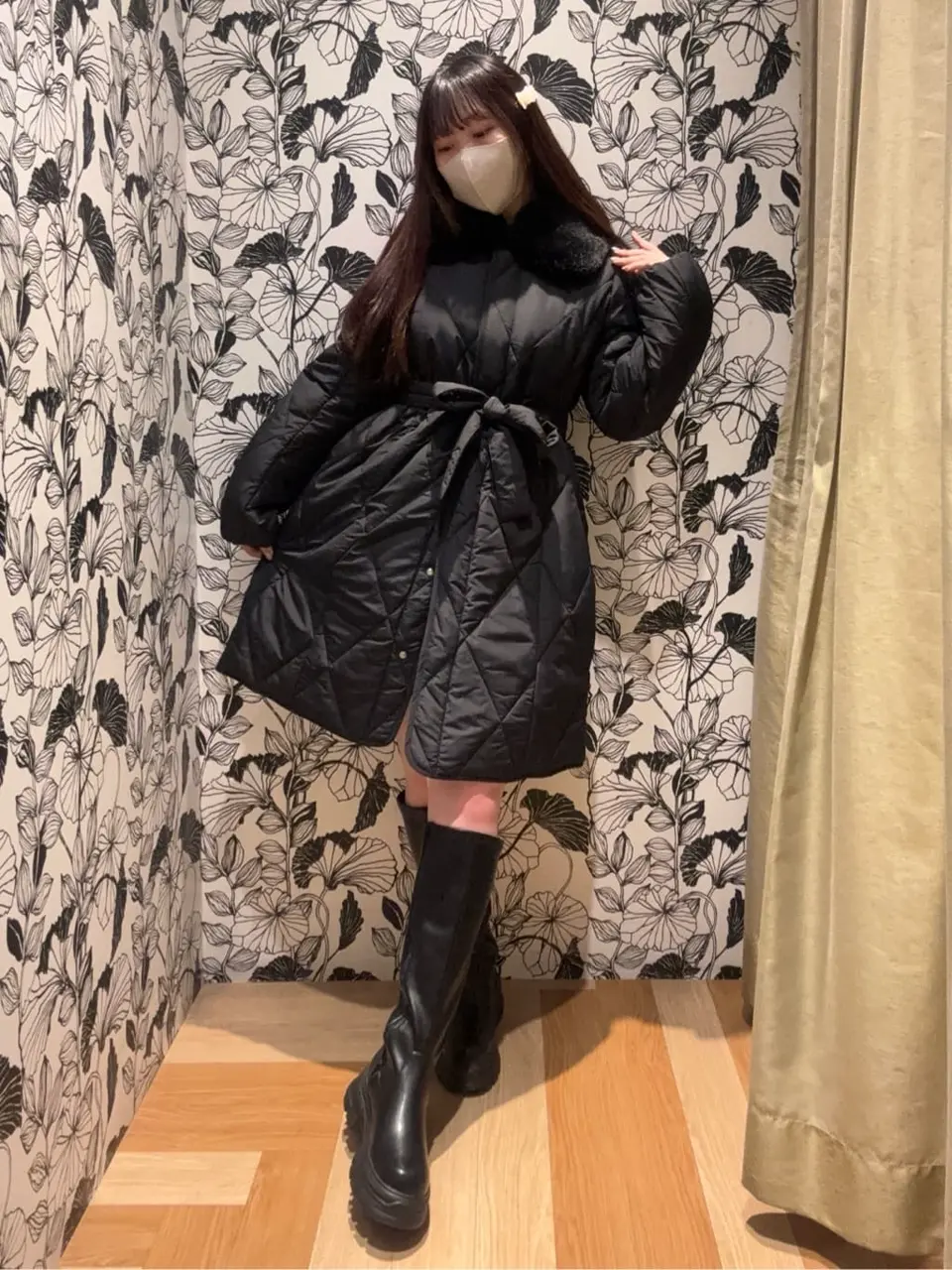 ファー衿ダイヤキルト中綿コート/Green Parks（グリーン パークス）の