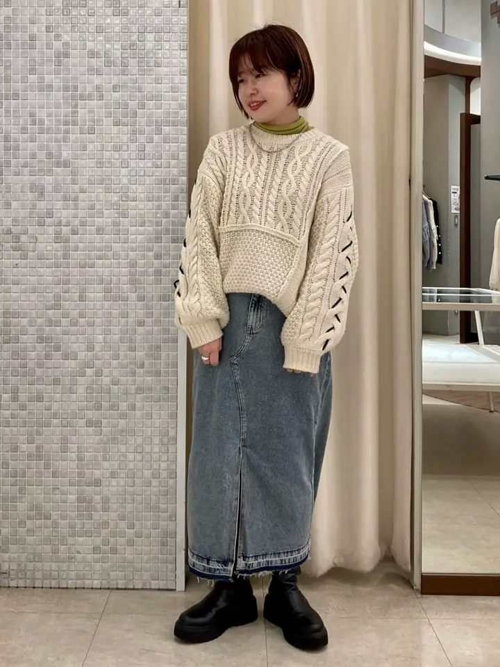 フロントスリットデニムロングスカート/Green Parks（グリーン