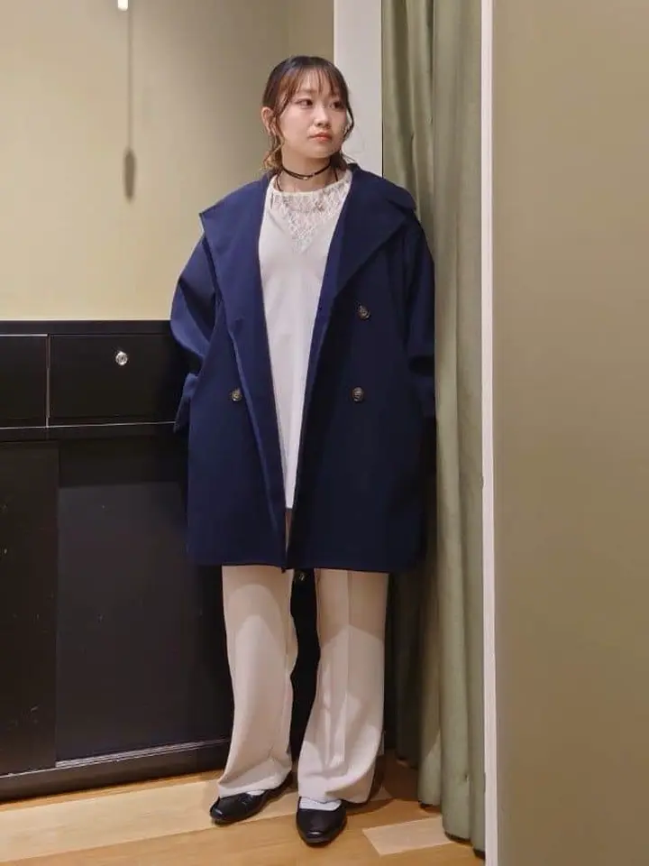 オーバーコート　ジャケット quaranciel:〈撥水加工〉中綿 テーラード ミドル Wボタン ジャケット