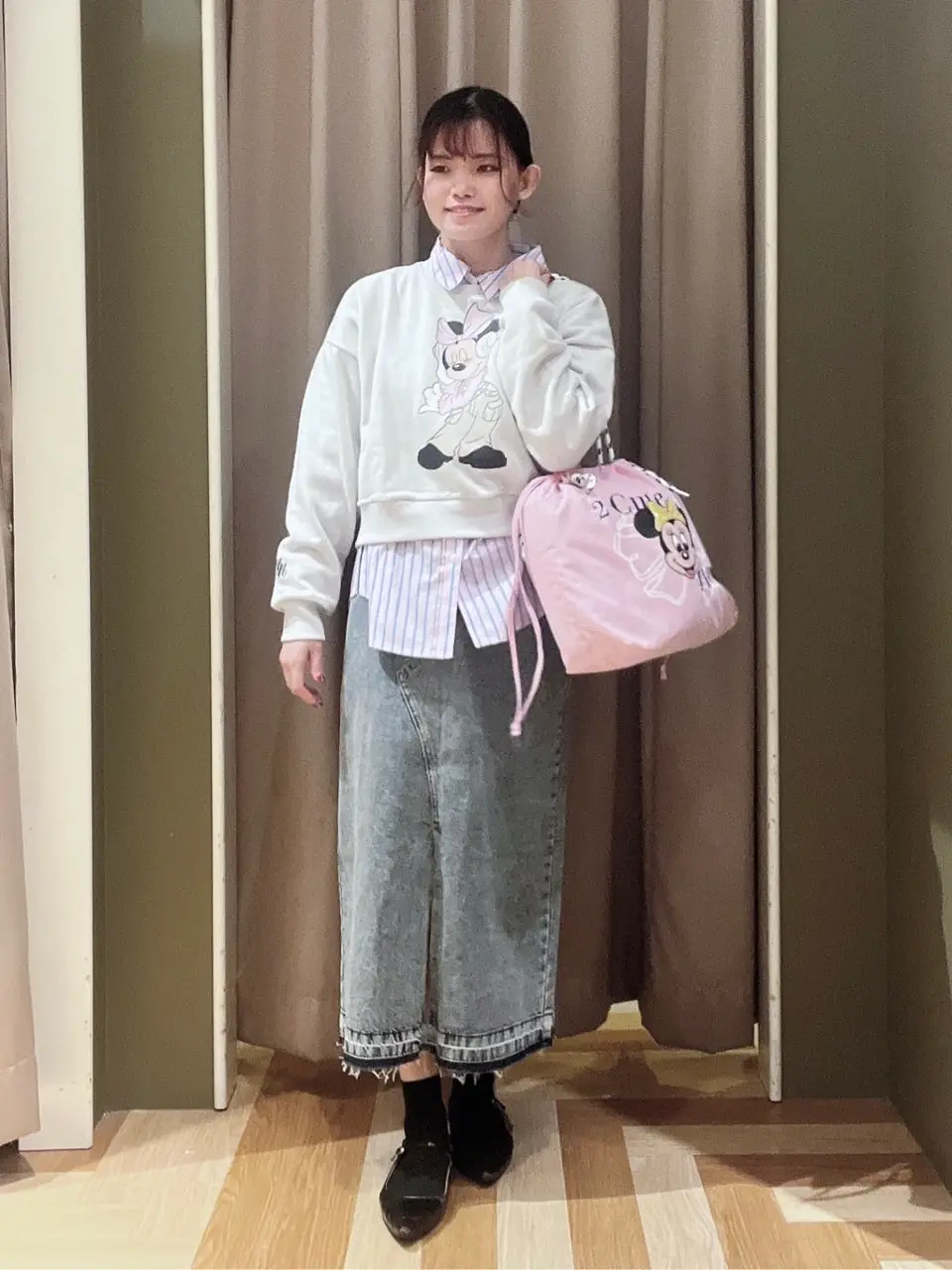 ミッキー＆フレンズ/ラメ裏毛ショートプルオーバー/Green Parks