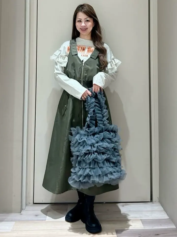 再お値下げしました！クラージュ　濃いグリーンのジャンパースカート SUGAR SPOON MA-1ジャンスカ/Green Parks（グリーン パークス）の