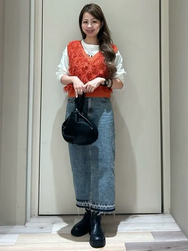 フロントスリットデニムロングスカート/Green Parks（グリーン