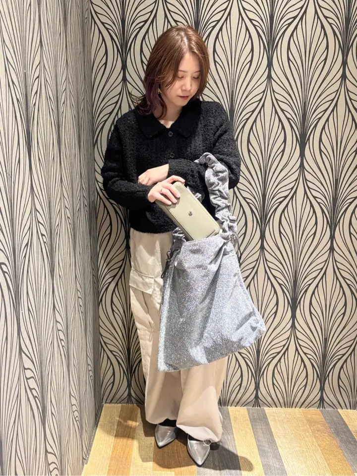 格子編み襟付きニットカーディガン/earth music&ecology（アース