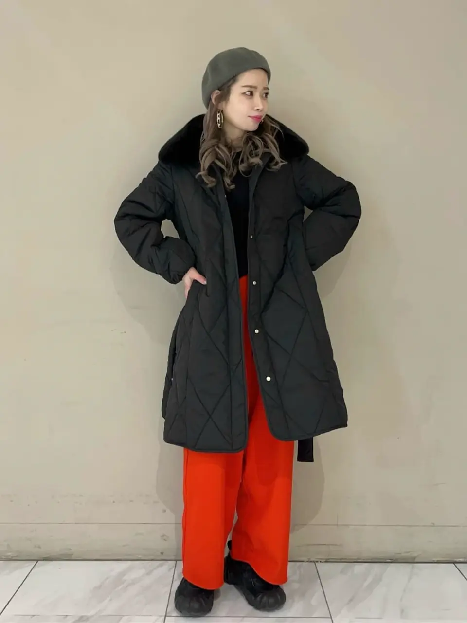 ファー衿ダイヤキルト中綿コート/Green Parks（グリーン パークス）の